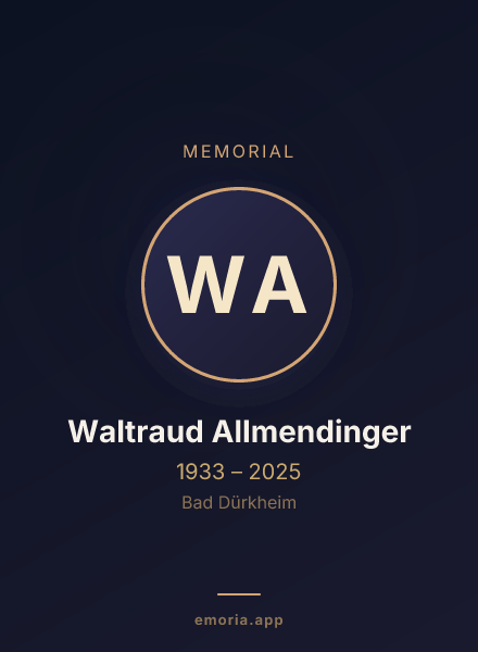 Memorial portrait of Waltraud Allmendinger