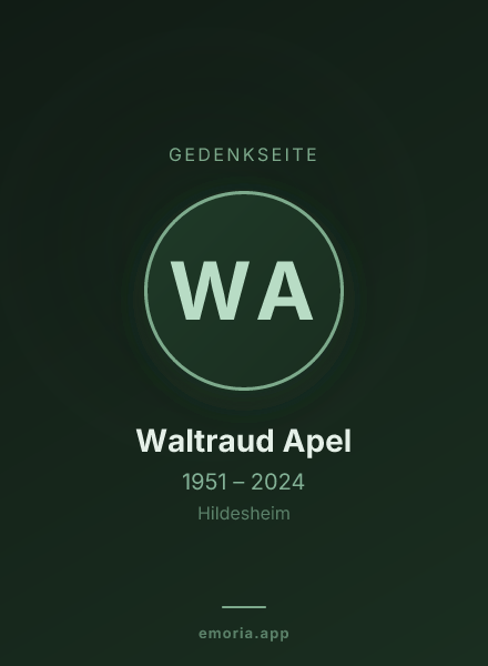 Gedenkportrait von Waltraud Apel