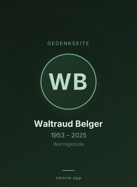 Gedenkportrait von Waltraud Belger
