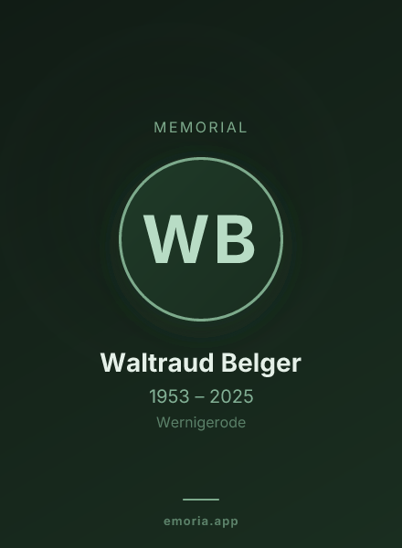 Memorial portrait of Waltraud Belger