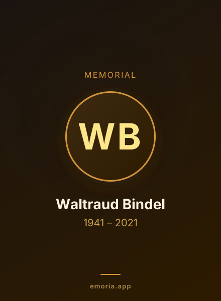 Memorial portrait of Waltraud Bindel