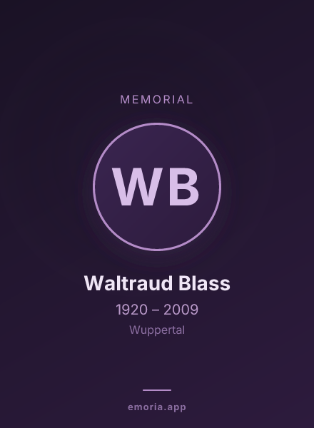 Memorial portrait of Waltraud Blass