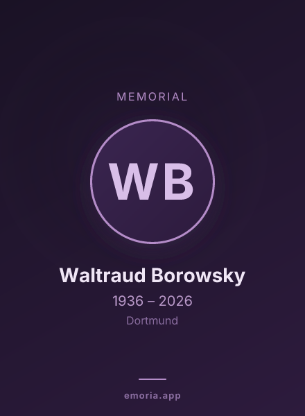 Memorial portrait of Waltraud Borowsky