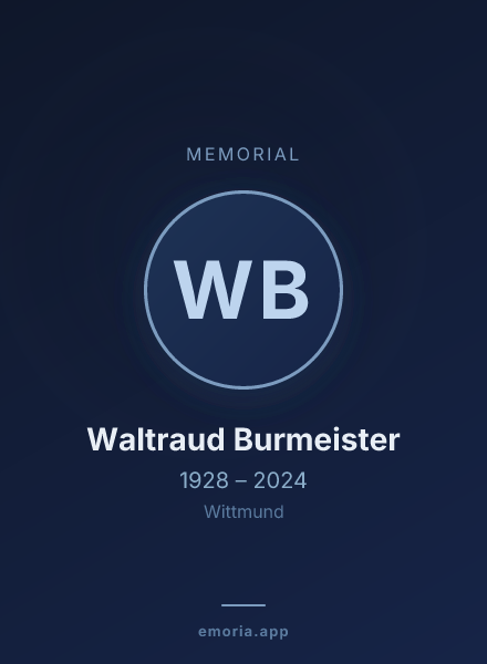 Memorial portrait of Waltraud Burmeister