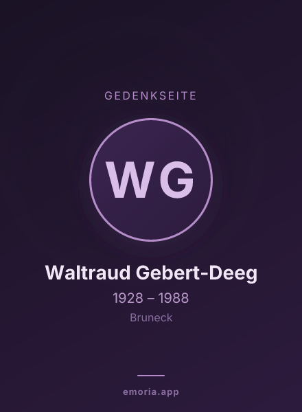 Gedenkportrait von Waltraud Gebert-Deeg