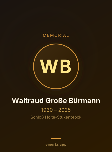Memorial portrait of Waltraud Große Bürmann
