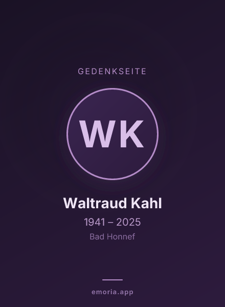 Gedenkportrait von Waltraud Kahl