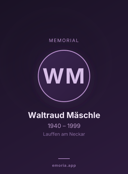 Memorial portrait of Waltraud Mäschle