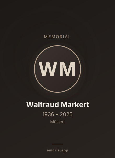 Memorial portrait of Waltraud Markert
