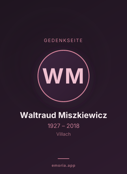 Gedenkportrait von Waltraud Miszkiewicz