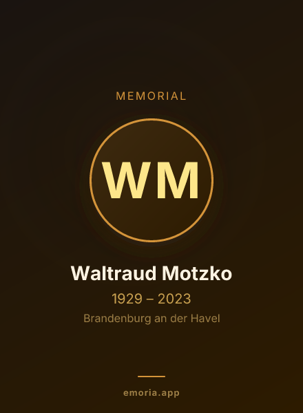 Memorial portrait of Waltraud Motzko