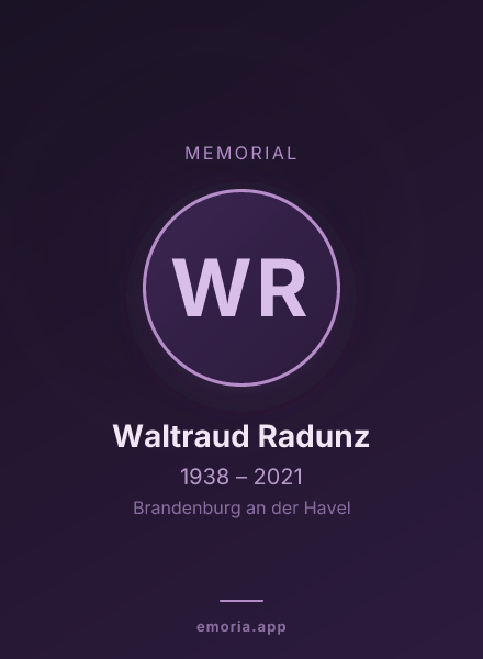 Memorial portrait of Waltraud Radunz