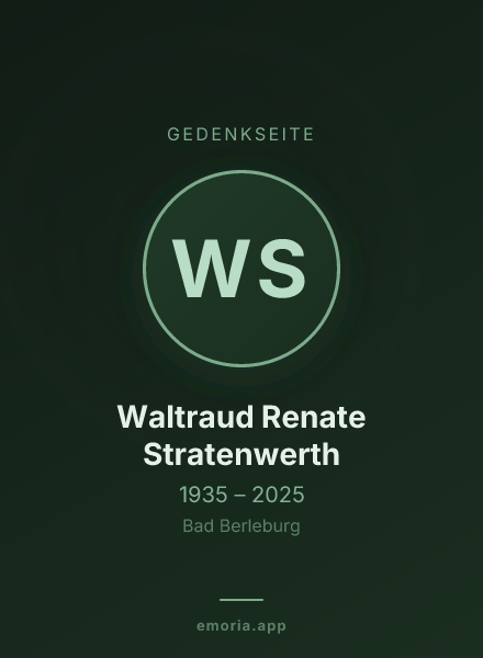 Gedenkportrait von Waltraud Renate Stratenwerth