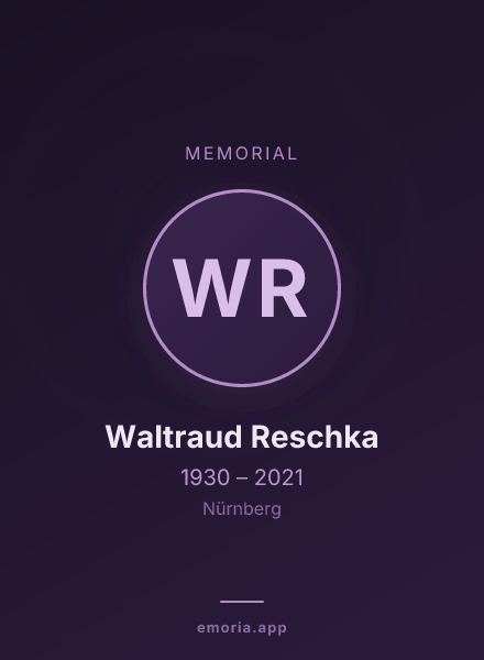 Memorial portrait of Waltraud Reschka