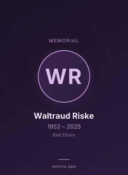 Memorial portrait of Waltraud Riske