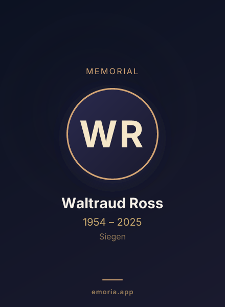 Memorial portrait of Waltraud Ross