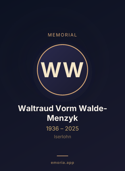 Memorial portrait of Waltraud Vorm Walde-Menzyk