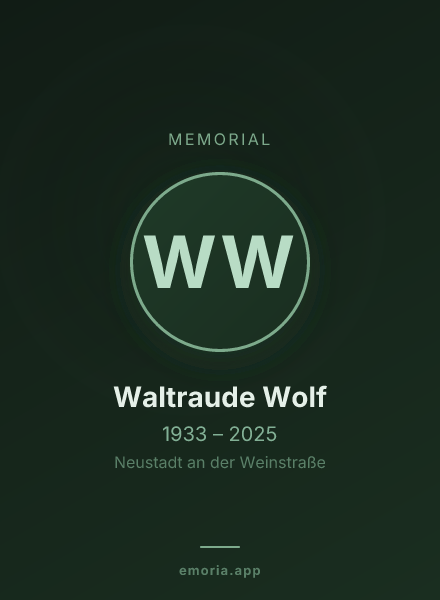 Memorial portrait of Waltraude Wolf