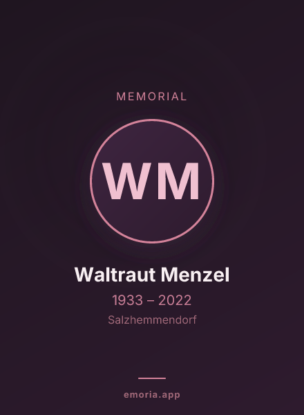 Memorial portrait of Waltraut Menzel