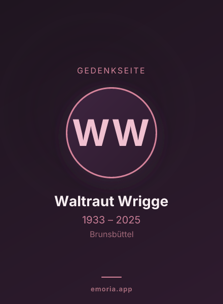 Gedenkportrait von Waltraut Wrigge