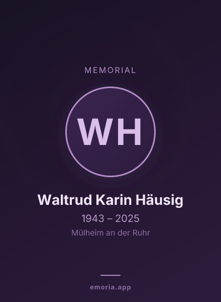 Memorial portrait of Waltrud Karin Häusig
