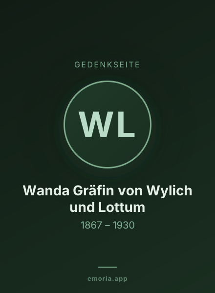 Gedenkportrait von Wanda Gräfin von Wylich und Lottum
