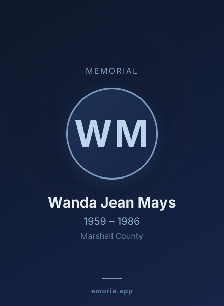 Memorial portrait of Wanda Jean Mays