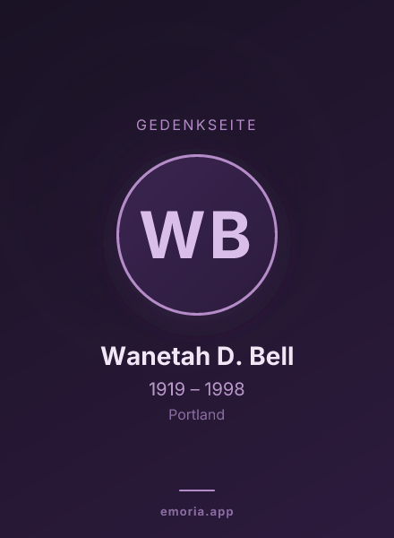 Gedenkportrait von Wanetah D. Bell