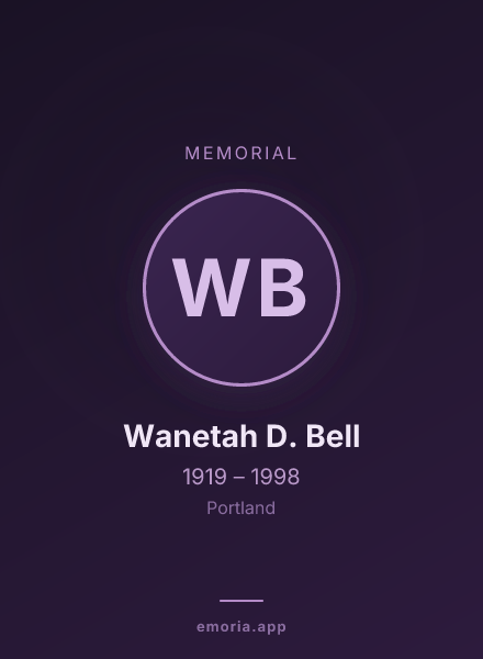 Memorial portrait of Wanetah D. Bell