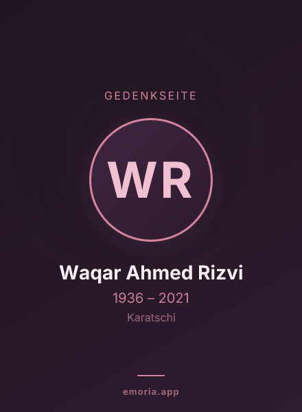 Gedenkportrait von Waqar Ahmed Rizvi