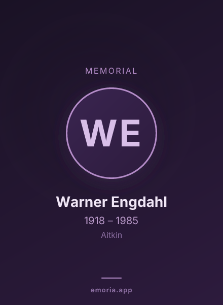 Memorial portrait of Warner Engdahl