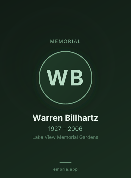 Memorial portrait of Warren Billhartz