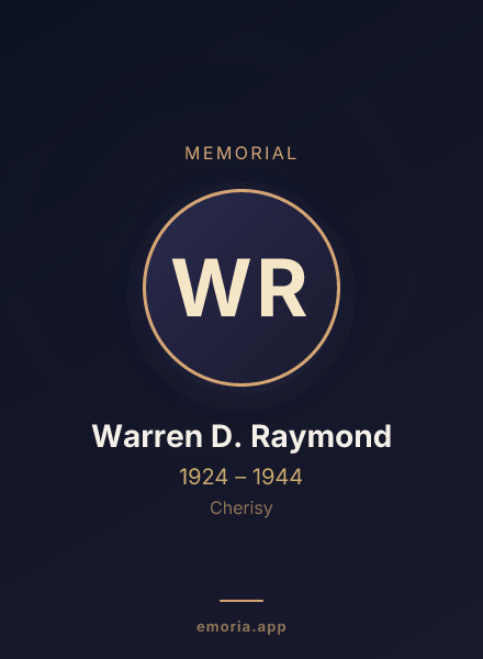 Memorial portrait of Warren D. Raymond