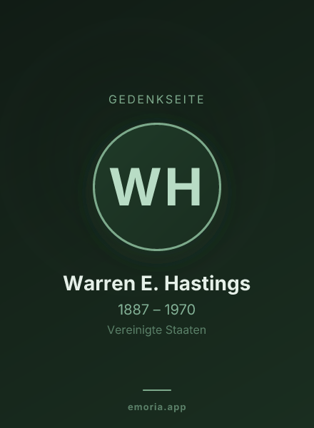 Gedenkportrait von Warren E. Hastings