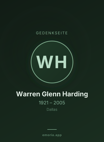 Gedenkportrait von Warren Glenn Harding