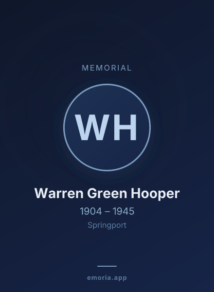 Memorial portrait of Warren Green Hooper
