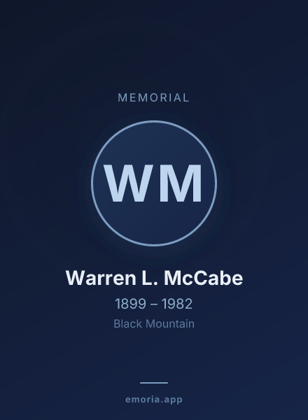 Memorial portrait of Warren L. McCabe