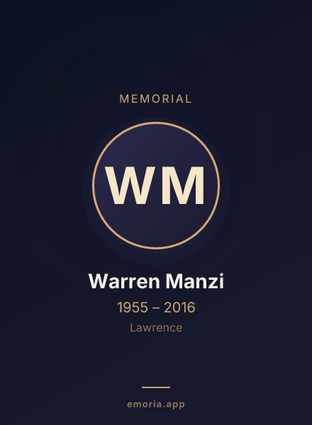 Memorial portrait of Warren Manzi