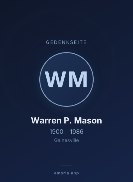 Gedenkportrait von Warren P. Mason