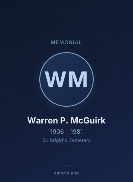 Memorial portrait of Warren P. McGuirk