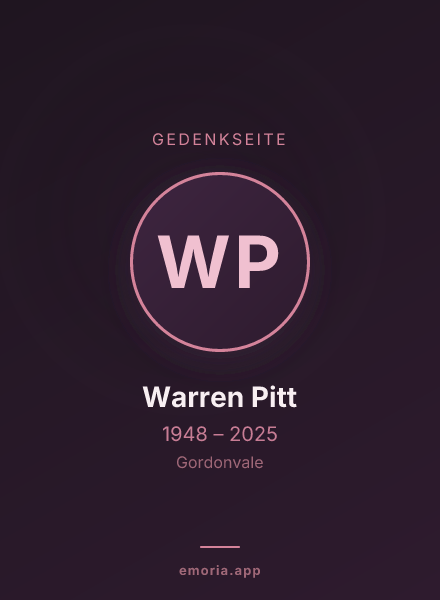 Gedenkportrait von Warren Pitt