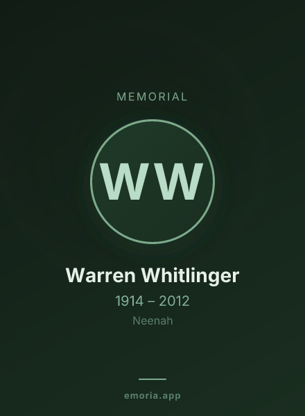 Memorial portrait of Warren Whitlinger