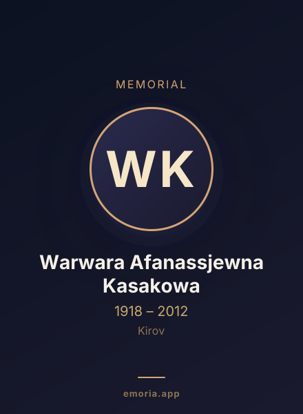 Memorial portrait of Warwara Afanassjewna Kasakowa