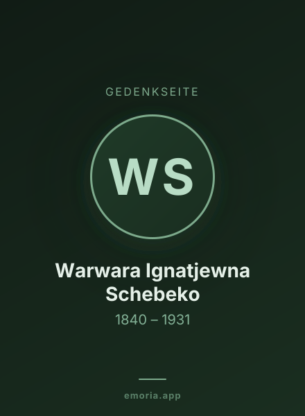 Gedenkportrait von Warwara Ignatjewna Schebeko