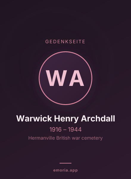 Gedenkportrait von Warwick Henry Archdall