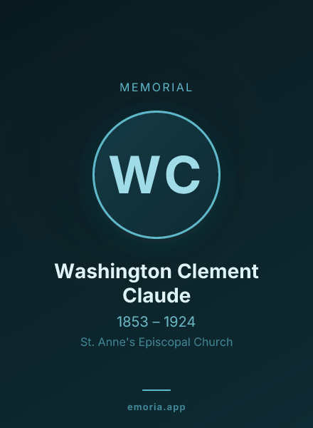 Memorial portrait of Washington Clement Claude