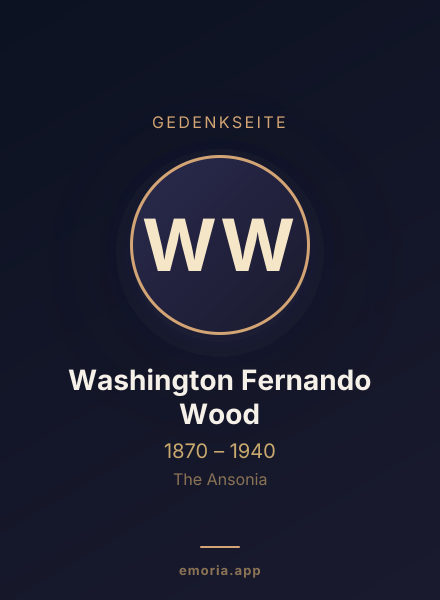Gedenkportrait von Washington Fernando Wood