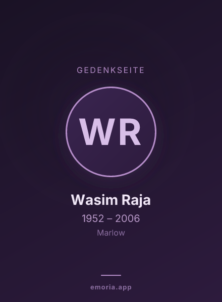 Gedenkportrait von Wasim Raja