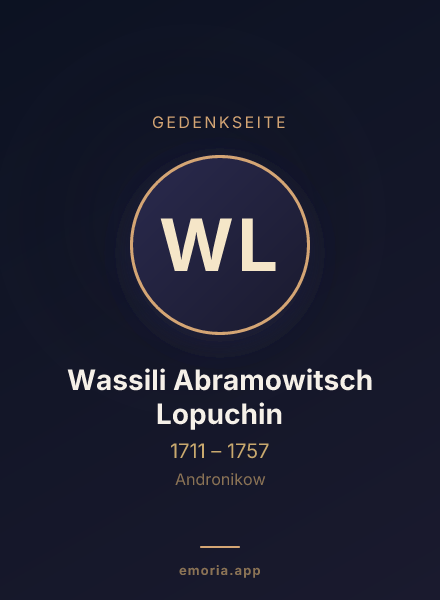 Gedenkportrait von Wassili Abramowitsch Lopuchin
