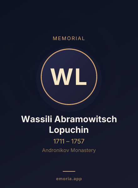 Memorial portrait of Wassili Abramowitsch Lopuchin